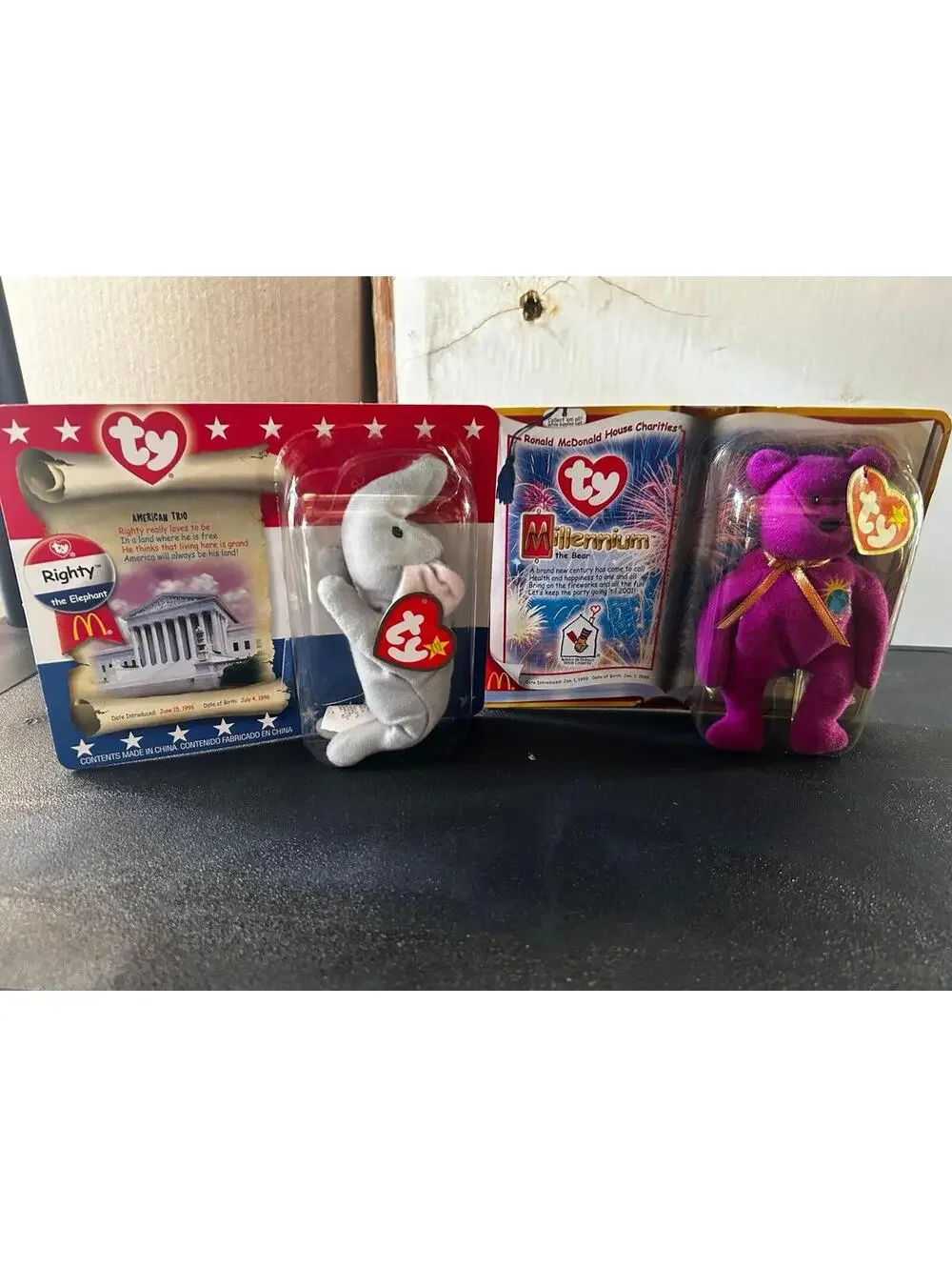 Ty Millennium The Bear Beanie & American Trio